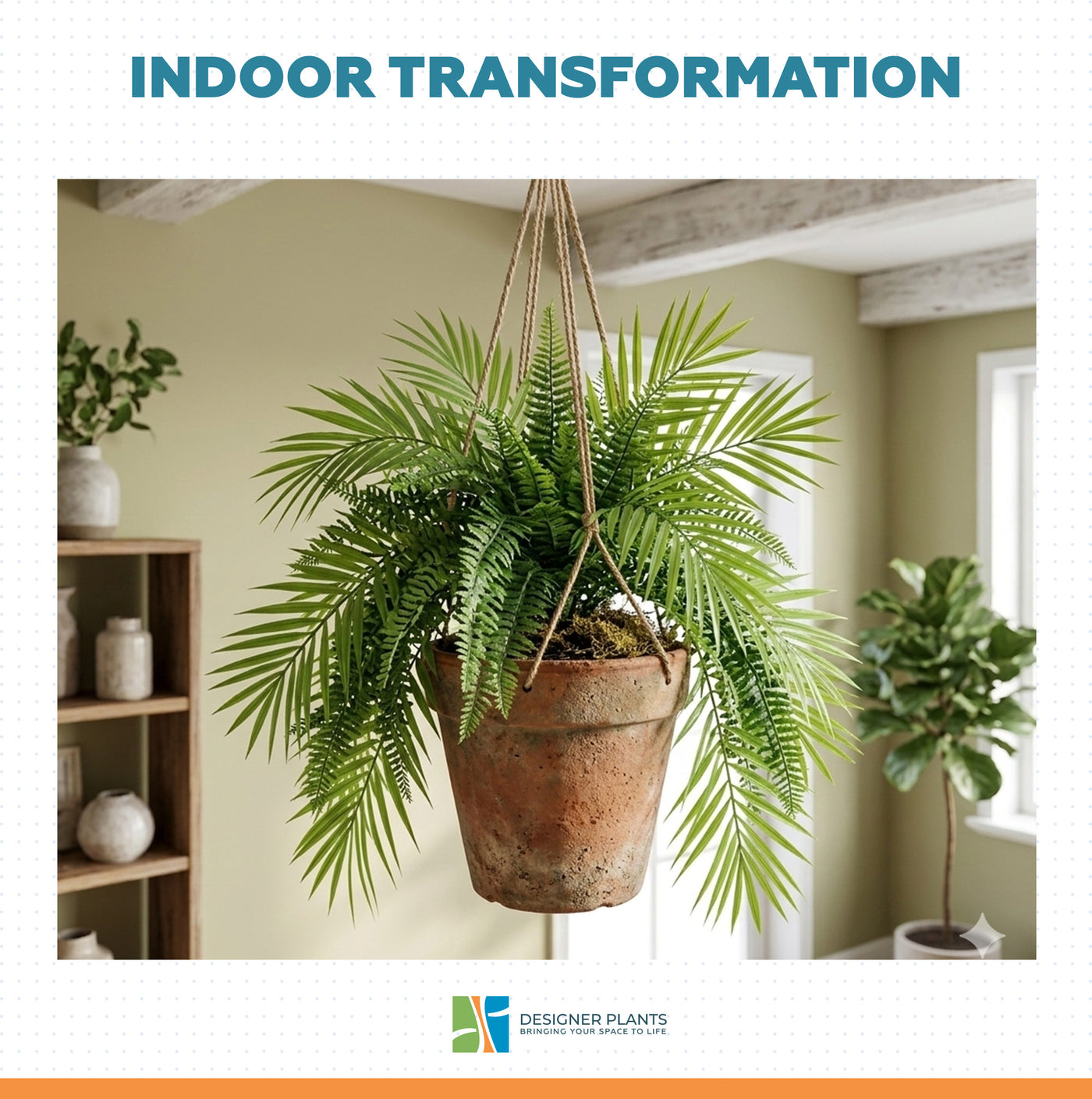 Artificial Extendable Hanging Tropical Palm and Fern Vine 55cm UV Resistant