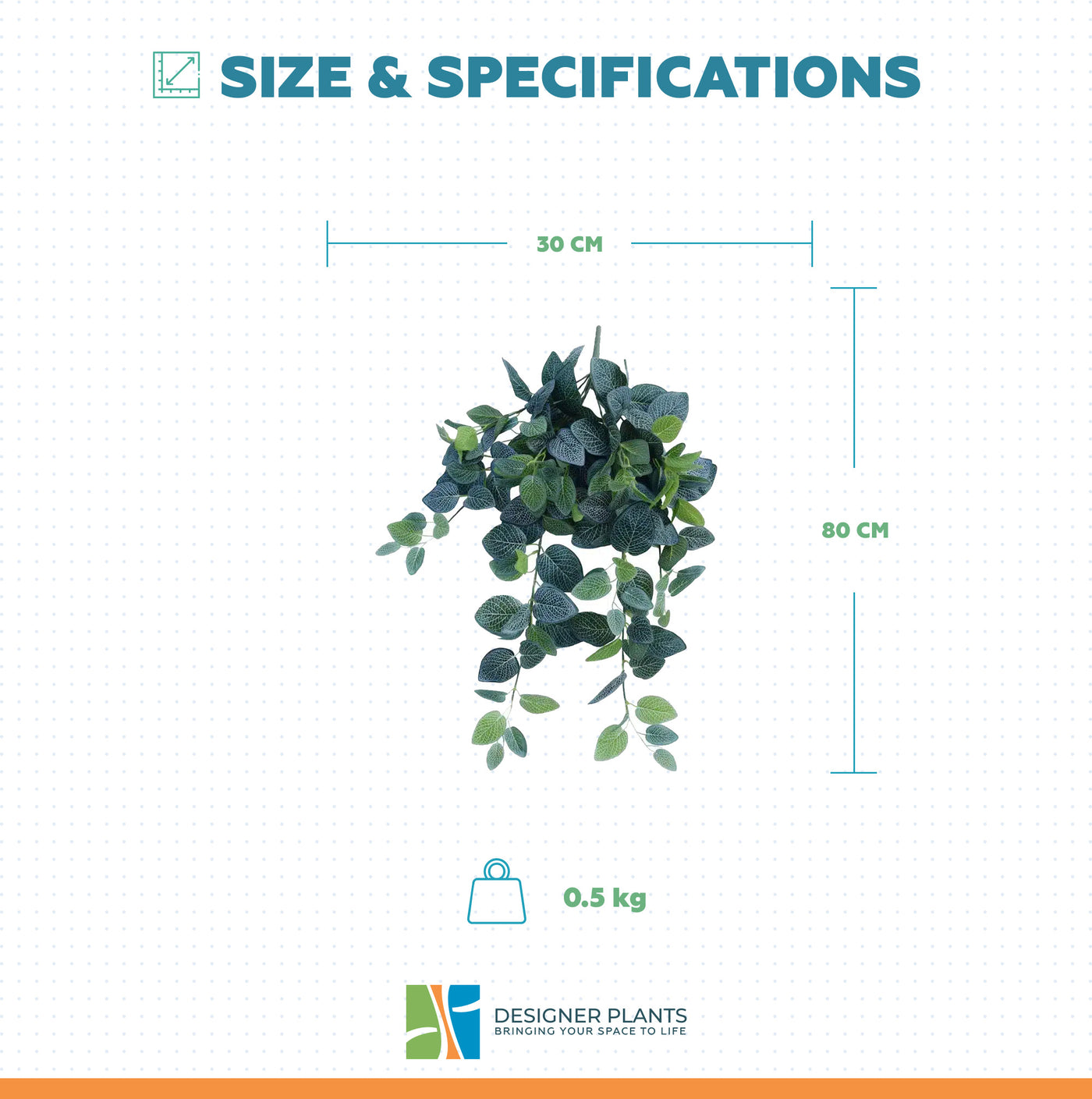 Artificial Fittonia Hanging Garland Bush 80cm