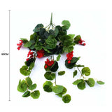 Artificial Geranium Hanging Bush with Red Flowers 60cm