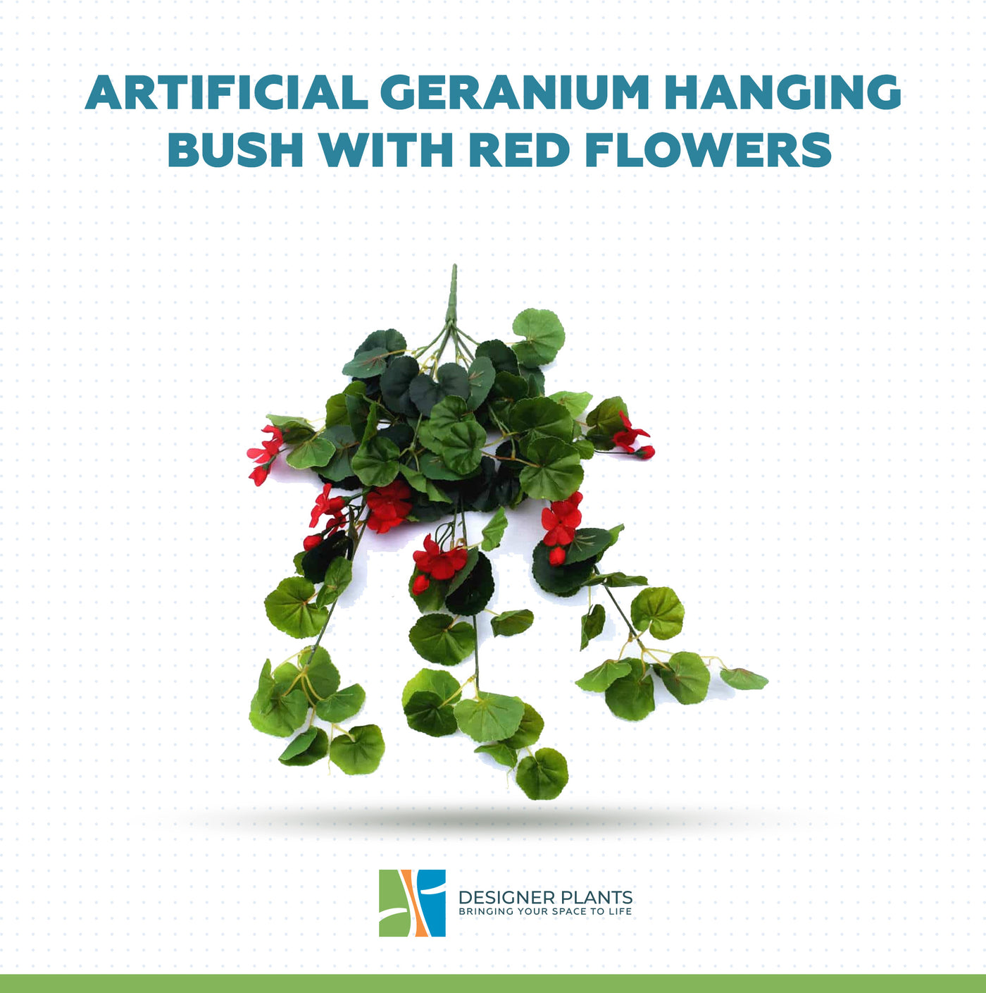 Artificial Geranium Hanging Bush with Red Flowers 60cm