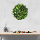 Flowering White Artificial Green Wall Disc UV Resistant 50cm (White Frame)