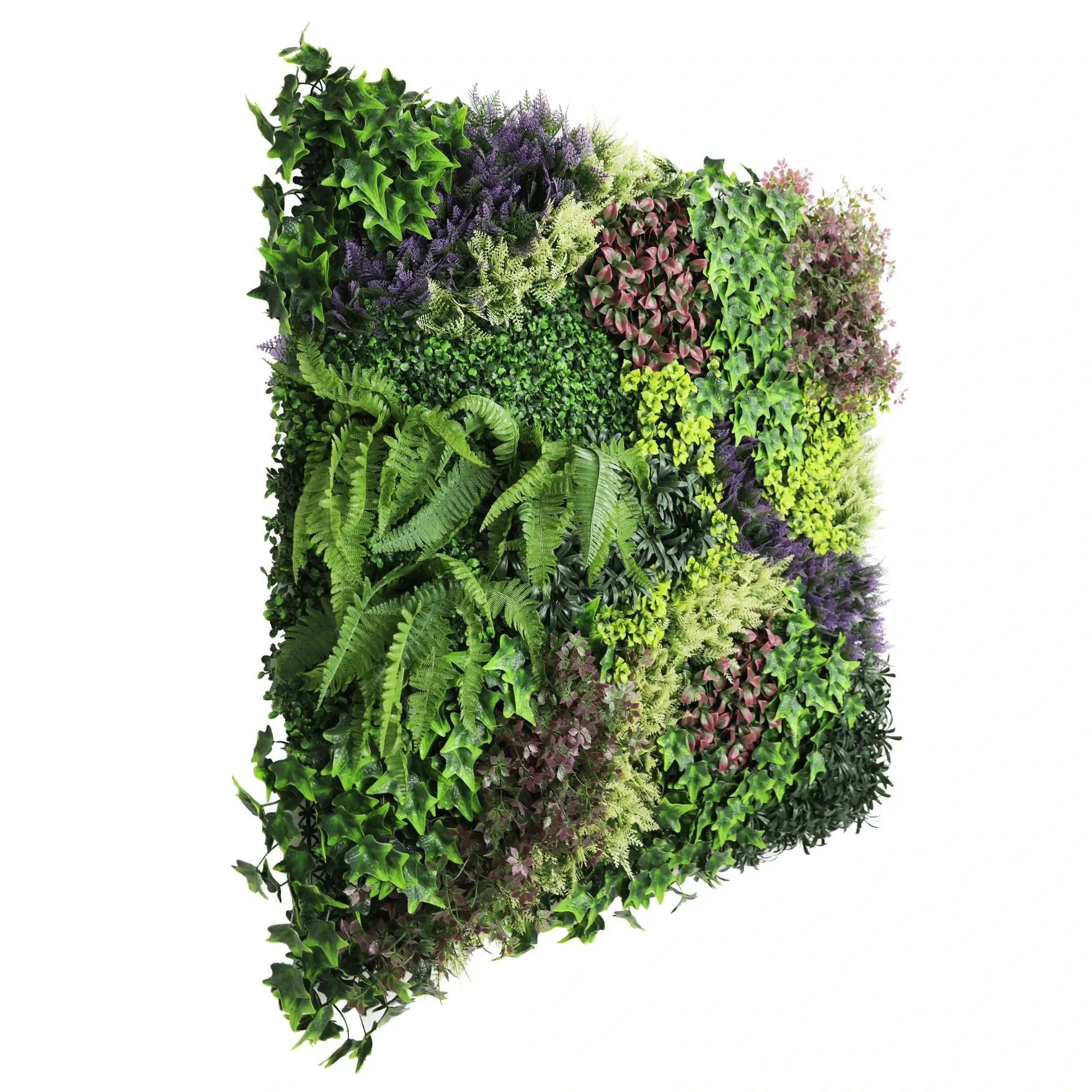 Lush Botanical Mosaic Artificial Vertical Garden / Green Wall Panel 1m x 1m UV Resistant - Designer Plants