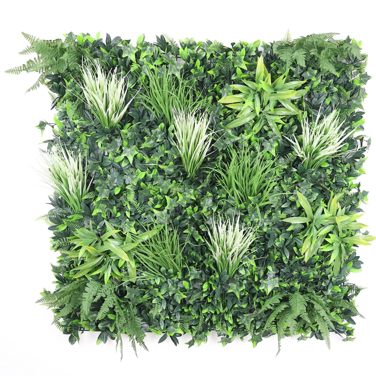 White Grassy Greenery Vertical Garden / Green Wall UV Resistant 100cm x 100cm - Designer Plants