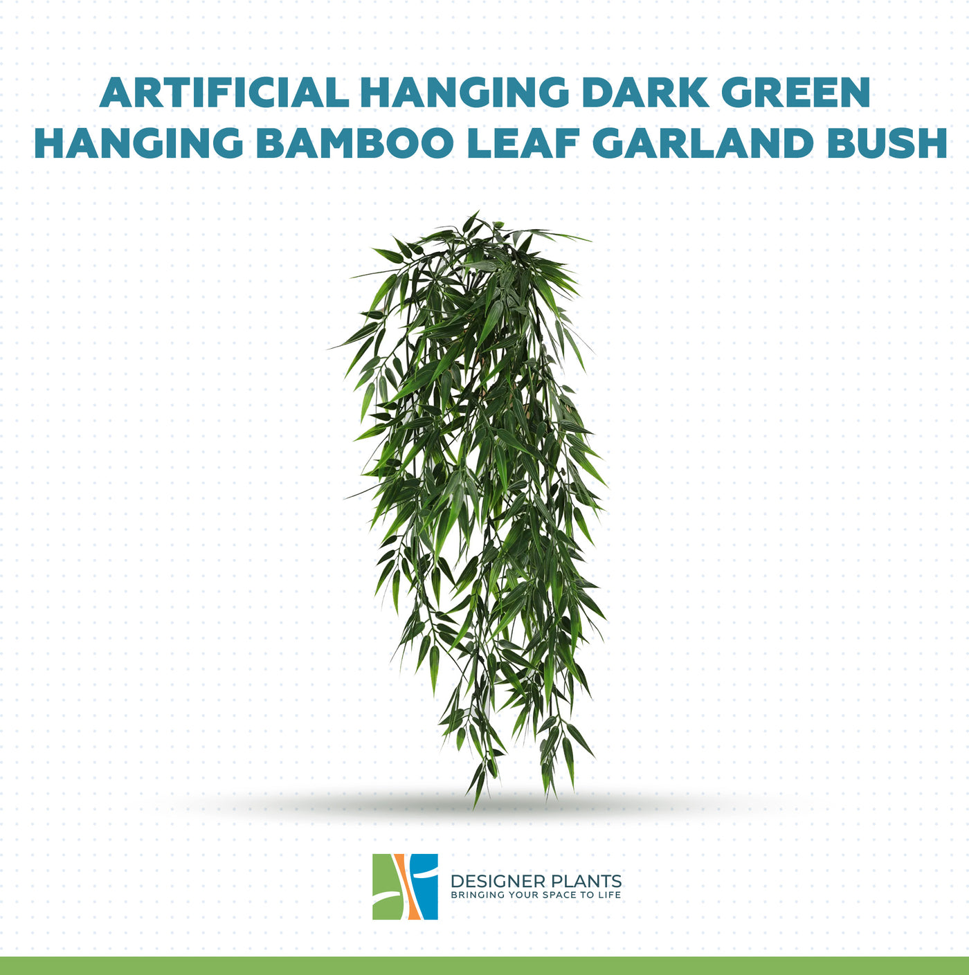 Artificial Hanging Dark Green Bamboo Leaf Garland Bush UV Resistant and Fire Rated 17cm Wide x 76cm Long