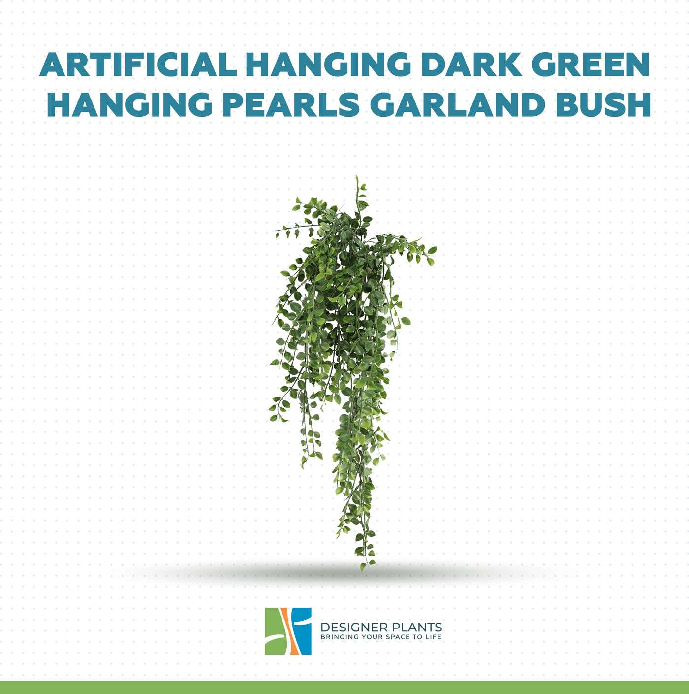 Artificial Hanging Dark Green Pearls Garland Bush UV Resistant and Fire Rated 20cm Wide x 75cm Long