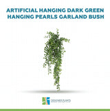 Artificial Hanging Dark Green Pearls Garland Bush UV Resistant and Fire Rated 20cm Wide x 75cm Long