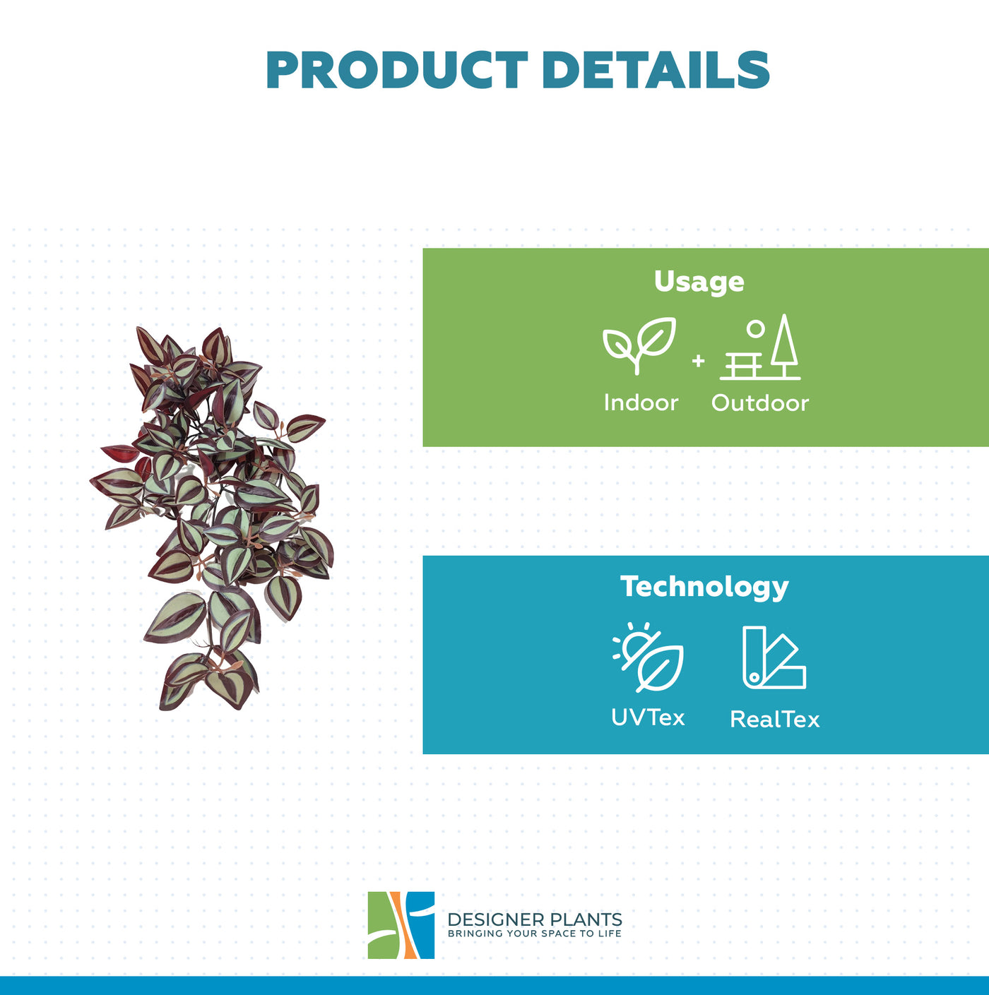 Artificial Hanging / Draping Burgundy Tradescantia Zebrina 42cm