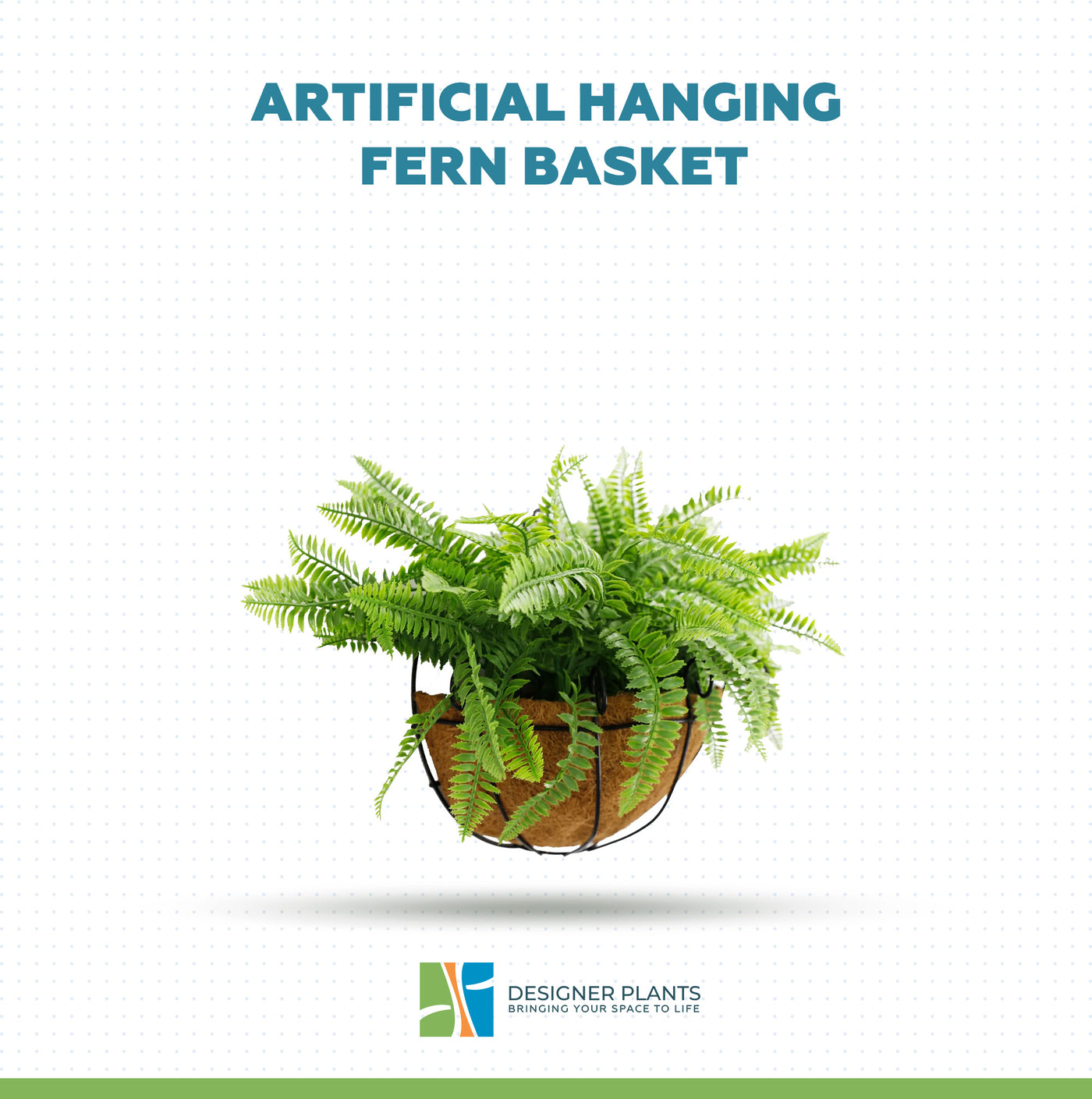 Artificial Hanging Fern Basket 30cm x 40cm Long UV Resistant