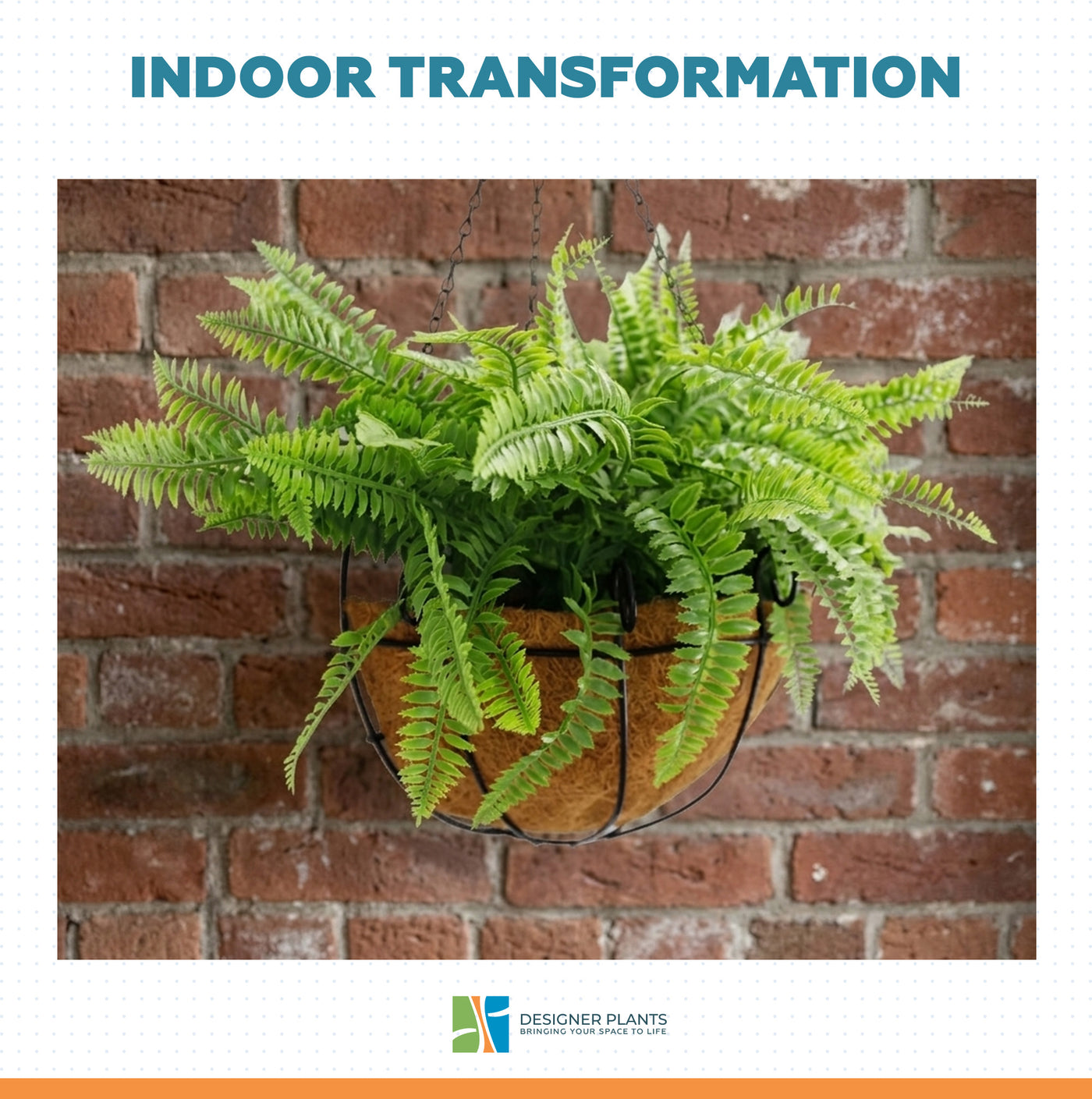Artificial Hanging Fern Basket 30cm x 40cm Long UV Resistant