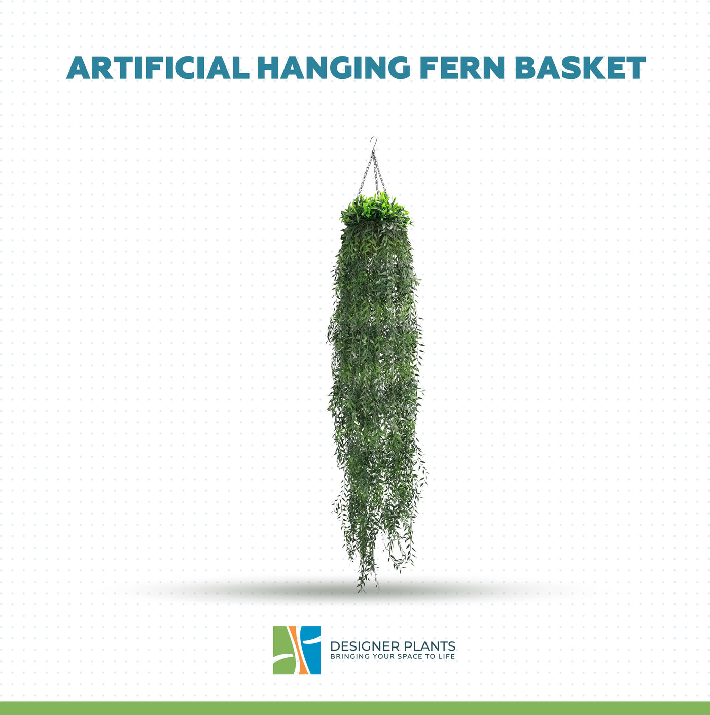 Artificial Hanging Fern Basket UV Resistant 26cm x 135cm