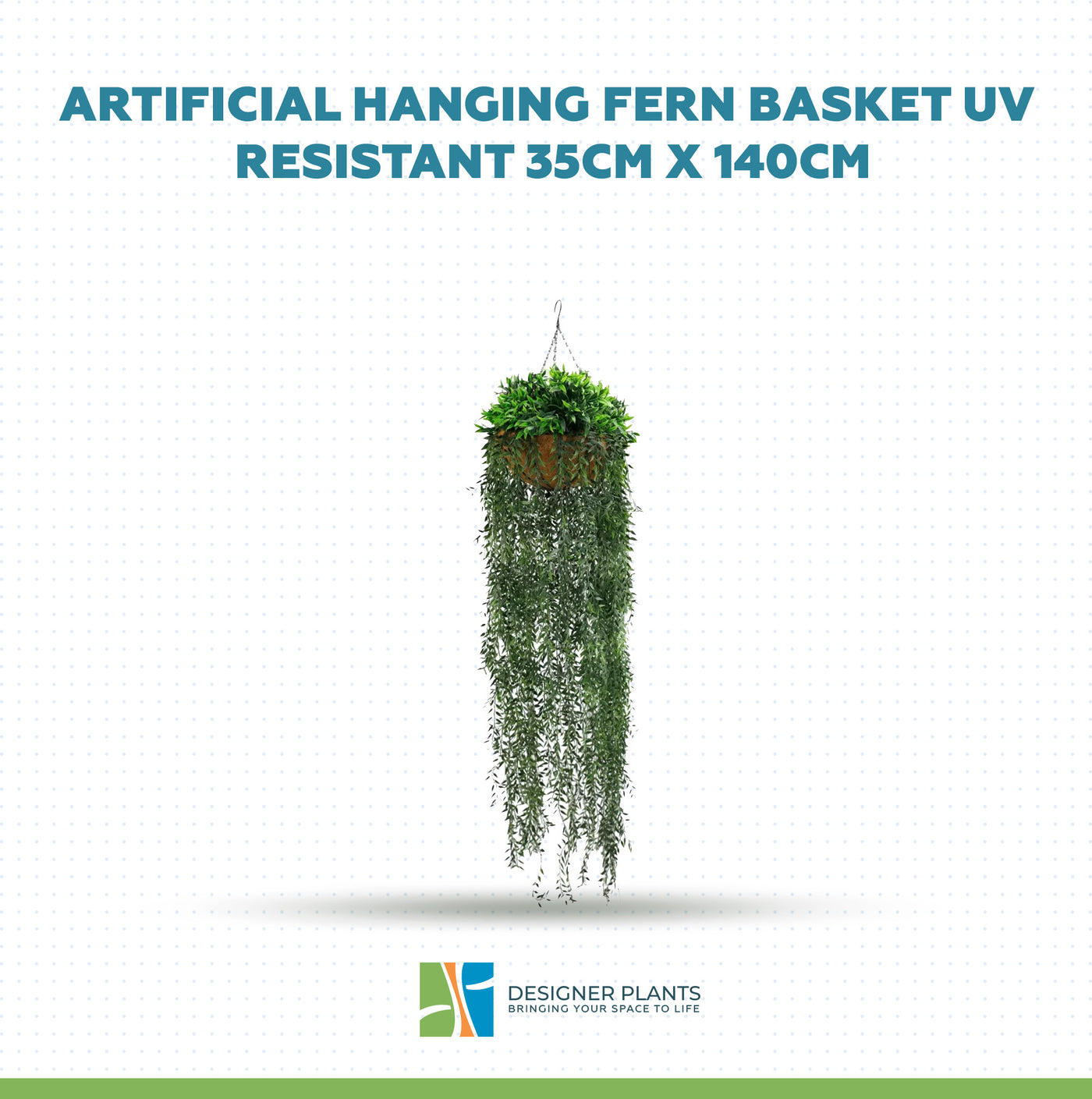Artificial Hanging Fern Basket UV Resistant 35cm x 140cm