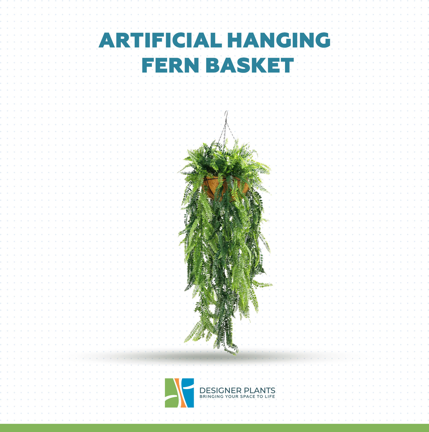 Artificial Hanging Fern Basket UV Resistant 45cm x 125cm
