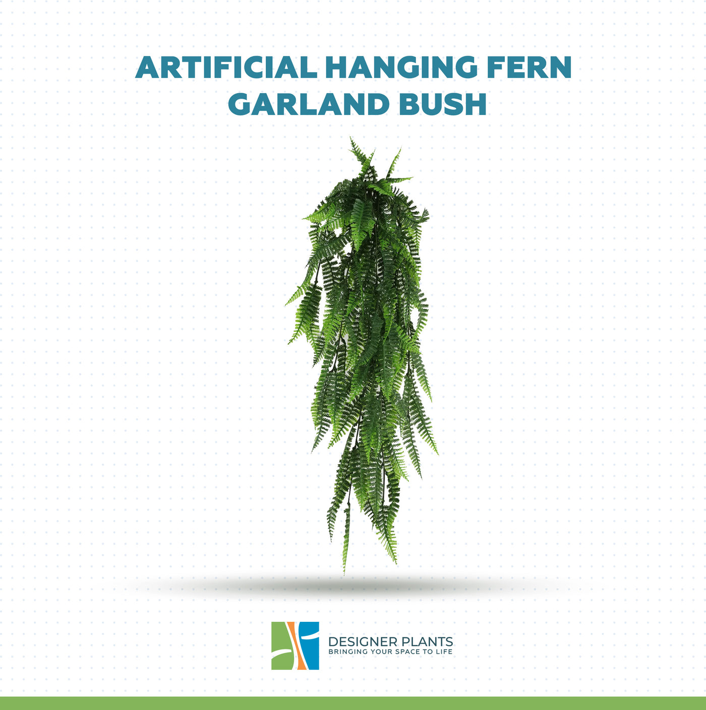 Artificial Hanging Fern Garland Bush UV Resistant and Fire Rated 18cm Wide x 75cm Long