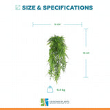 Artificial Hanging Lace Fern Vivid Green Garland Bush UV Resistant and Fire Rated 10cm Wide x 75cm Long