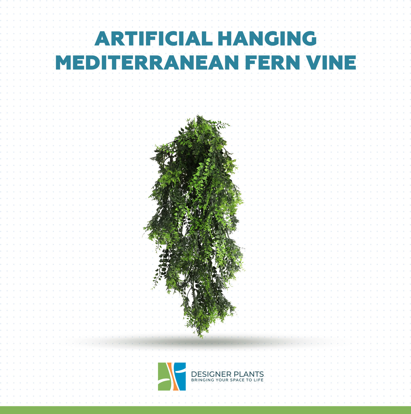 Artificial Hanging Mediterranean Fern Vine UV Resistant and Fire Rated 22cm x 76cm