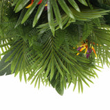 Artificial Hanging Plant Disc Chandelier with Tropical Floral Arrangement & Trailing Foliage — 100cm x 30cm