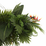 Artificial Hanging Plant Disc Chandelier with Tropical Floral Arrangement & Trailing Foliage — 100cm x 30cm