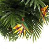 Artificial Hanging Plant Disc Chandelier with Tropical Floral Arrangement & Trailing Foliage — 100cm x 30cm