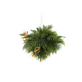 Artificial Hanging Plant Disc Chandelier with Tropical Floral Arrangement & Trailing Foliage — 100cm x 30cm