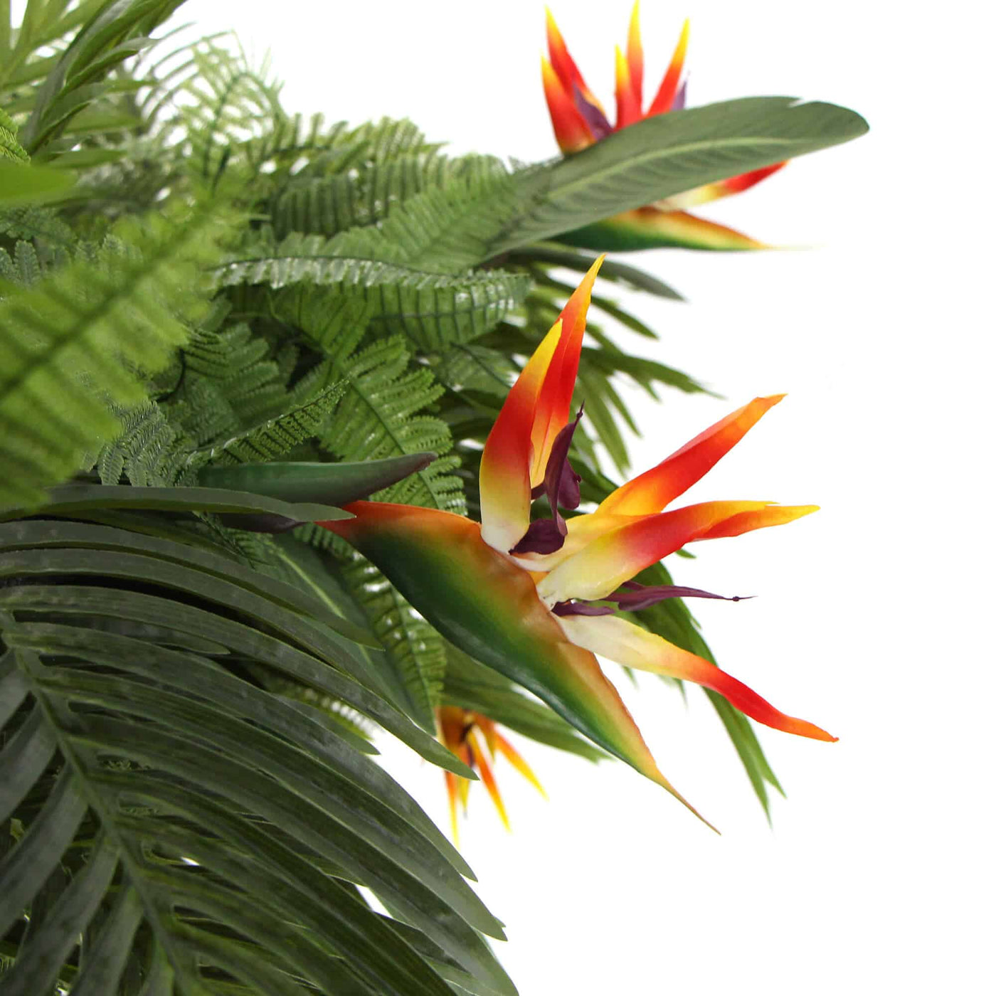 Artificial Hanging Plant Disc Chandelier with Tropical Floral Arrangement & Trailing Foliage — 100cm x 30cm