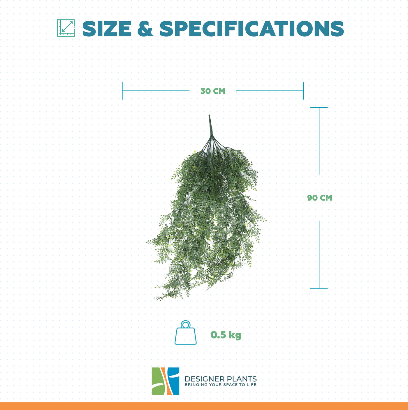 Artificial Hanging Plant (Maiden Hair Fern) UV Resistant 90cm