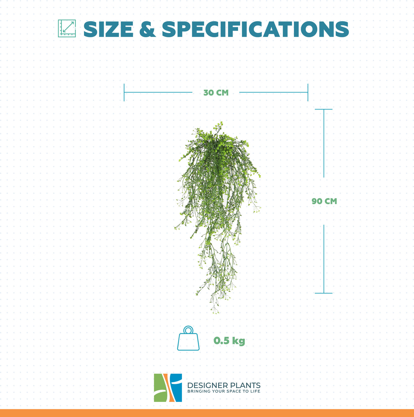 Artificial Hanging Plant (Natural Green) UV Resistant 90cm