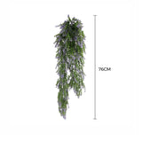 Artificial Hanging Purple and Green Willow Leaf Garland Bush UV Resistant and Fire Rated 20cm Wide x 75cm Long