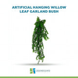 Artificial Hanging Willow Leaf Garland Bush UV Resistant and Fire Rated 18cm x 76cm