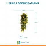 Artificial Hanging Yellow and Green Willow Leaf Garland Bush UV Resistant and Fire Rated 20cm Wide x 75cm Long