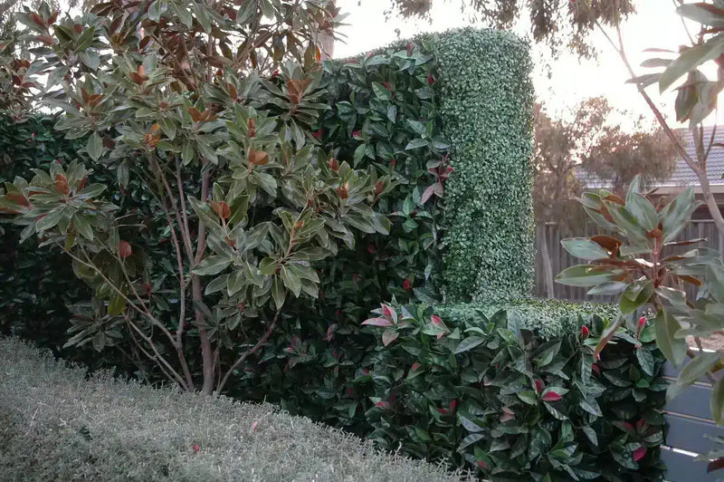 Artificial Hedges screens installed to cover a fence.