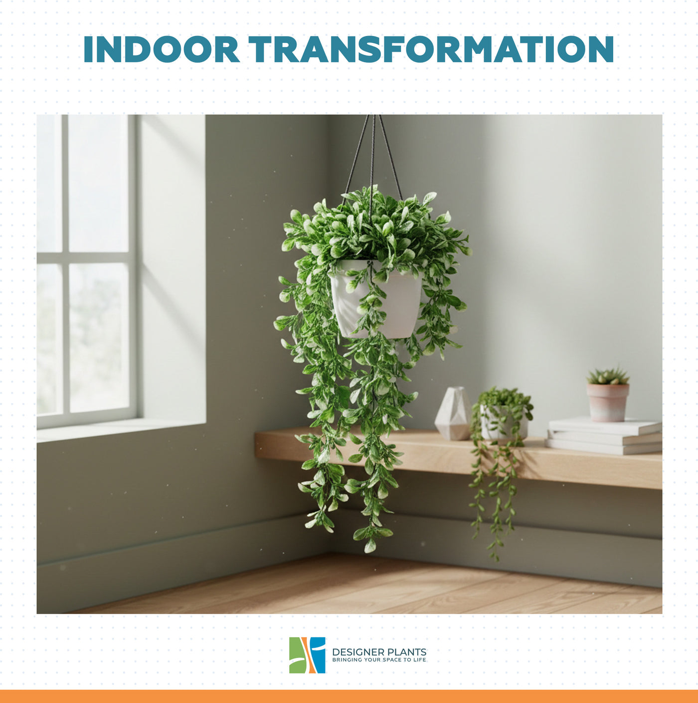 Artificial Mixed Green & White Hanging Jasmine 73cm UV Resistant