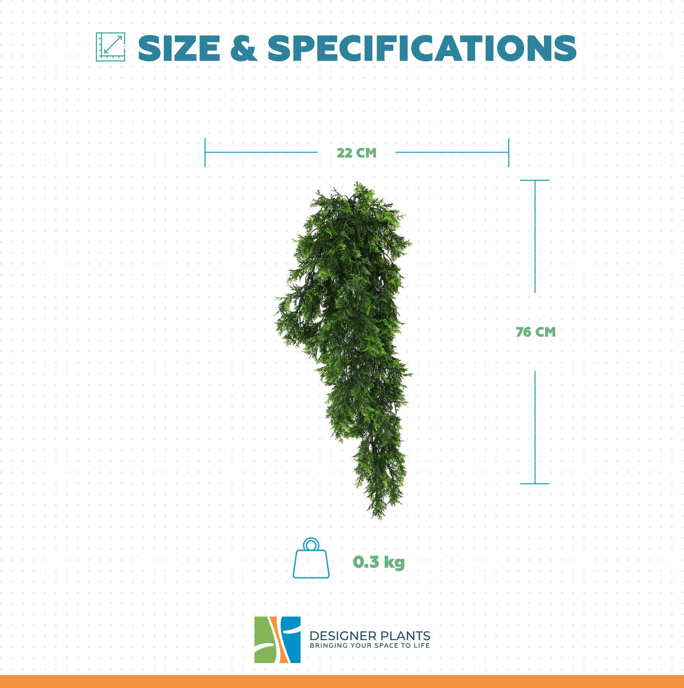Artificial Hanging Mossy Cedar Vine Garland Bush UV Resistant and Fire Rated 22cm Wide x 75cm Long