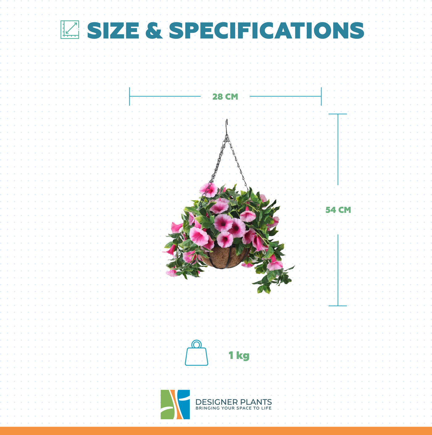 Artificial Petunia Hanging Basket UV Resistant 28cm