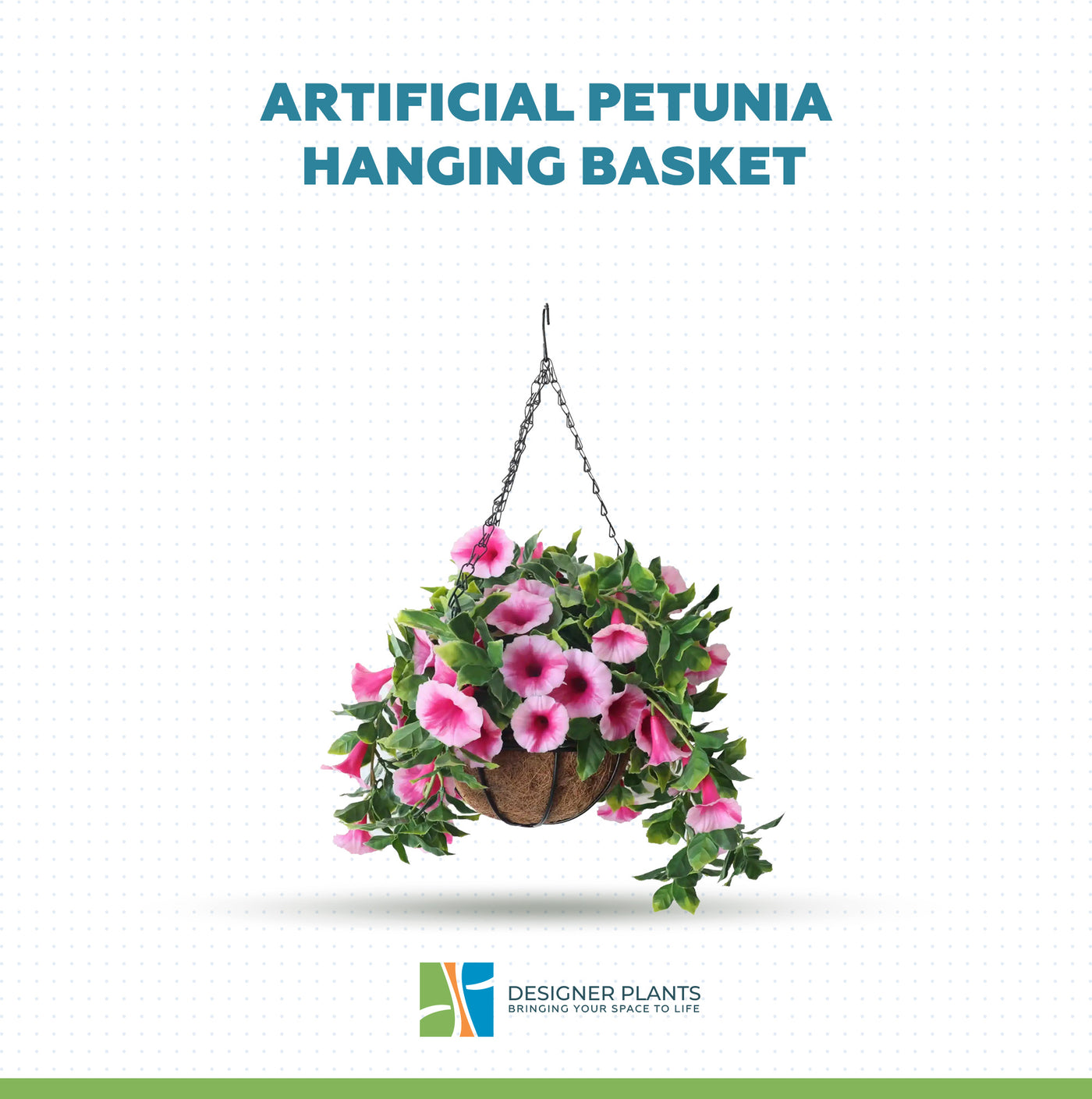 Artificial Petunia Hanging Basket UV Resistant 28cm