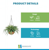 Artificial Potted Fern Hanging Basket (Fresh Green) UV Resistant 55cm