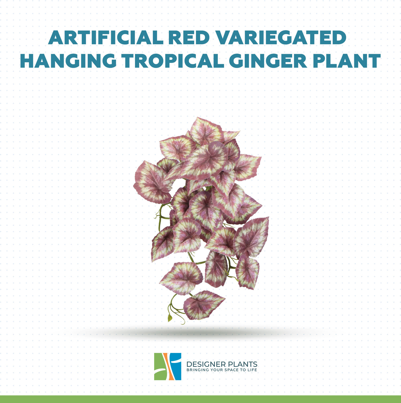 Artificial Red Variegated Hanging Tropical Ginger Plant 45cm