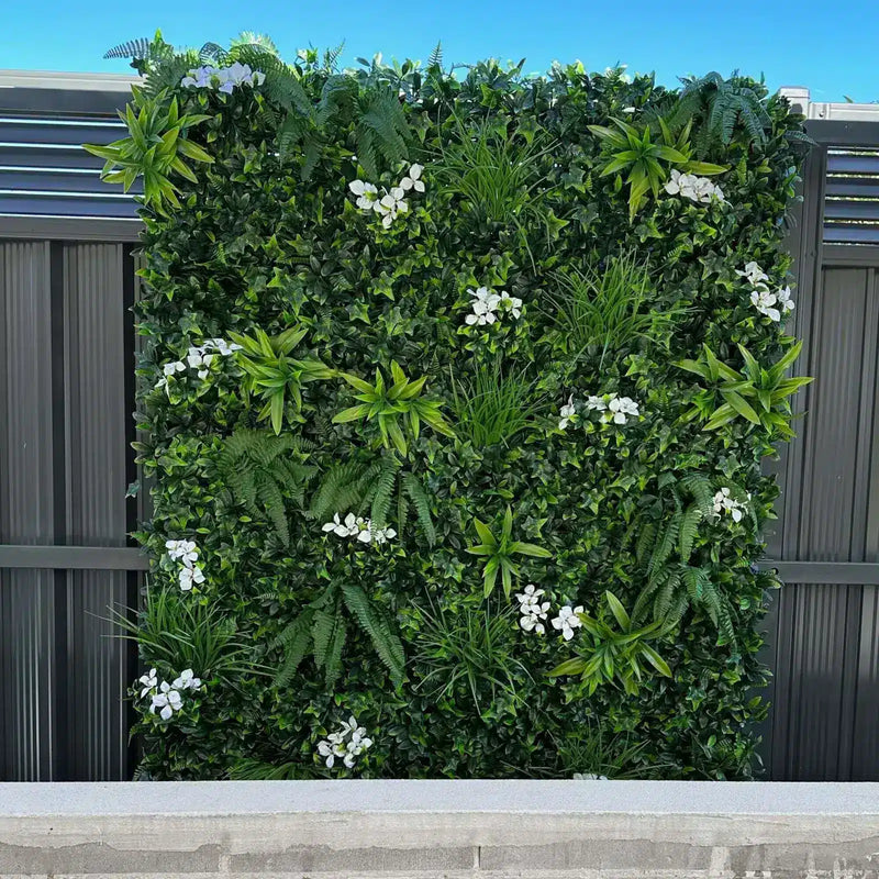 Flowering Artificial Vertical Garden with Evergreen Flowers and Wall Panels