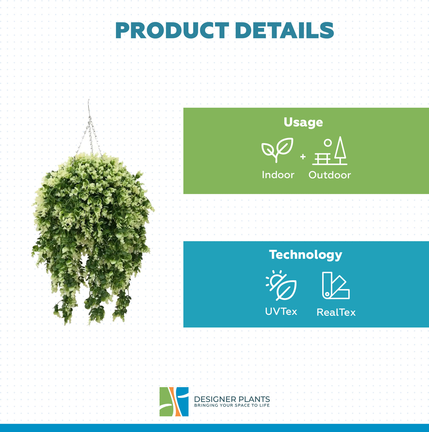 Artificial Spring Evergreen Hanging Basket UV Resistant 43cm