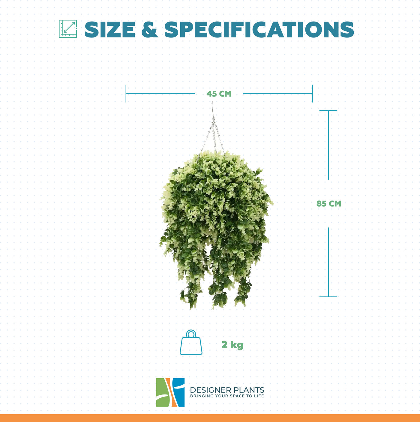 Artificial Spring Evergreen Hanging Basket UV Resistant 43cm