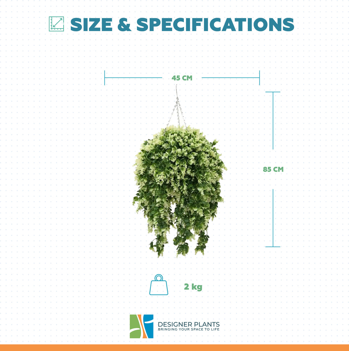 Artificial Spring Evergreen Hanging Basket UV Resistant 43cm