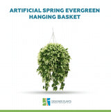 Artificial Spring Evergreen Hanging Basket UV Resistant 43cm