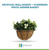 Artificial Wall Basket - Flowering White Jasmine Basket 20cm x 35cm Long UV Resistant