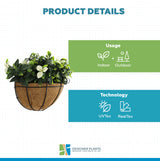 Artificial Wall Basket - Flowering White Jasmine Basket 20cm x 35cm Long UV Resistant