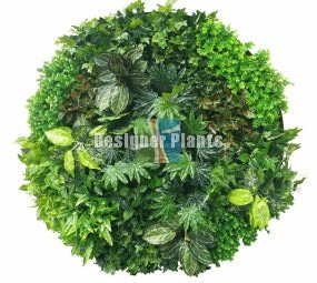 Artificial Green Wall Disc Art 150cm Mixed Ivy and Philodendron (Onyx Black) - Designer Plants