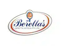 Beretta's Hotel logo featuring a white oval with a red border and the brand name 'Beretta's' in blue script, with smaller text 'BERETTA HOTEL PVT. LTD.