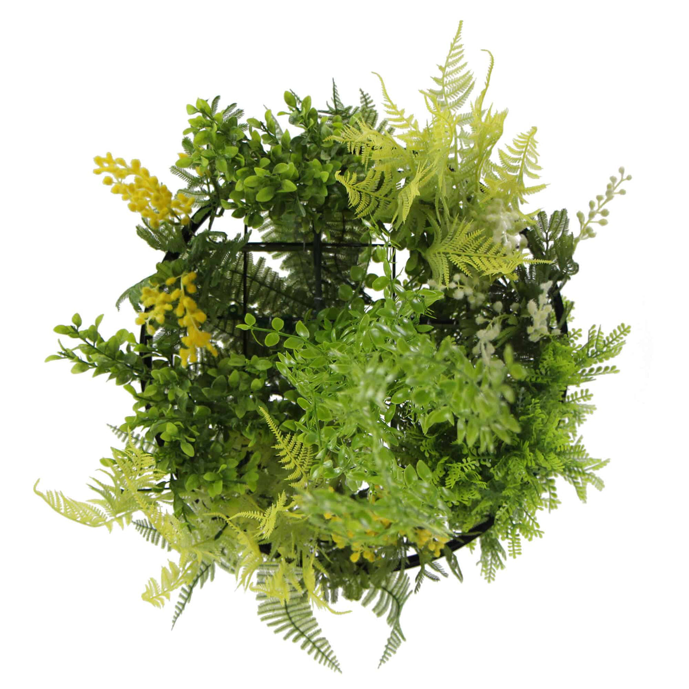 Black Artificial Hanging Plant Disc Chandelier with Cascading Greenery & Trailing Foliage — 40cm