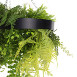Black Artificial Hanging Plant Disc Chandelier with Cascading Greenery & Trailing Foliage — 40cm