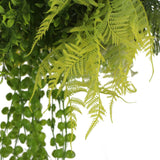 Black Artificial Hanging Plant Disc Chandelier with Cascading Greenery & Trailing Foliage — 40cm