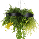 Black Artificial Hanging Plant Disc Chandelier with Cascading Greenery & Trailing Foliage — 40cm