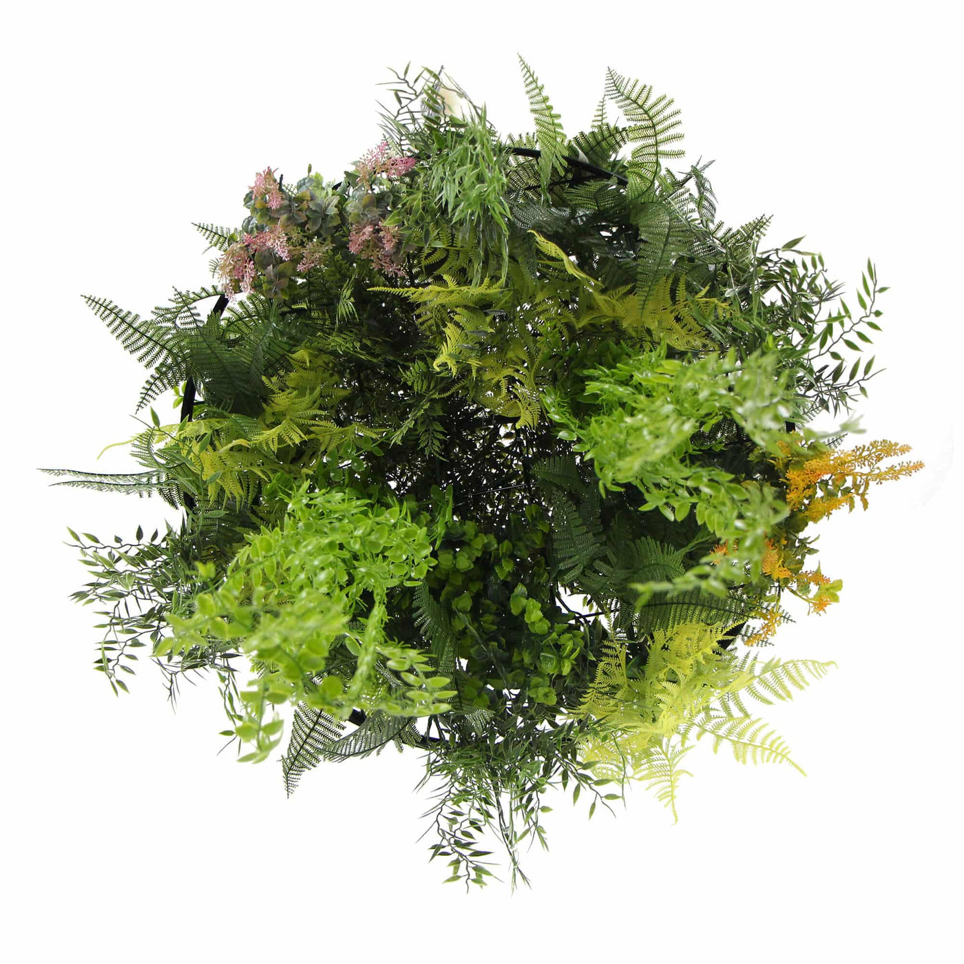 Black Artificial Hanging Plant Disc Chandelier with Cascading Greenery & Trailing Foliage — 60cm